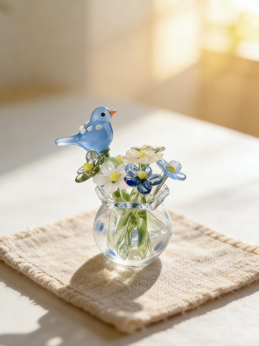 Mini glass flower bouquets, a complete set of small flower bouquets, a gift for mom, anniversary gift, Valentine's Day gift